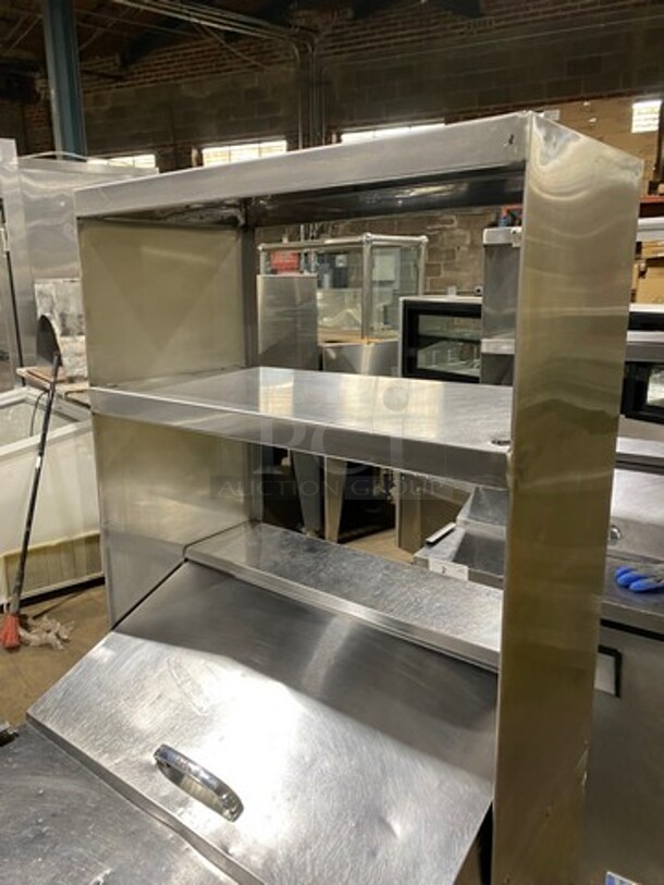 Turbo Air Refrigerated Salad Bar Island! With Double Over Head Shelf Storage! Single Door Storage Space Underneath! All Stainless Steel! On Casters! Model: MST28 115V - Image 9 of 10