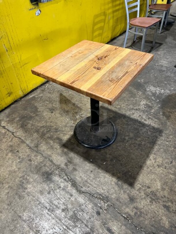 NICE! Solid Wood 24" Square Dining Table! With Black Pedestal Base! - Image 2 of 3