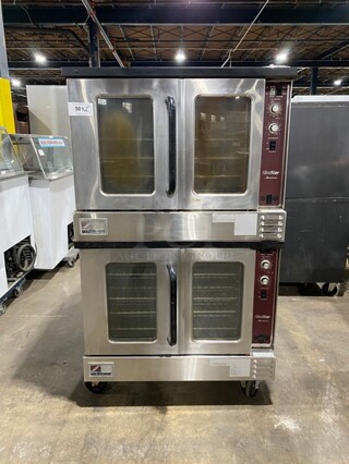 WOW! Southbend Natural Gas Powered Double Stacked Convection Oven! With 2 View Through Doors! With Metal Racks! Silverstar Edition! On Commercial Casters! 2 X Your Bid Makes One Unit! 
