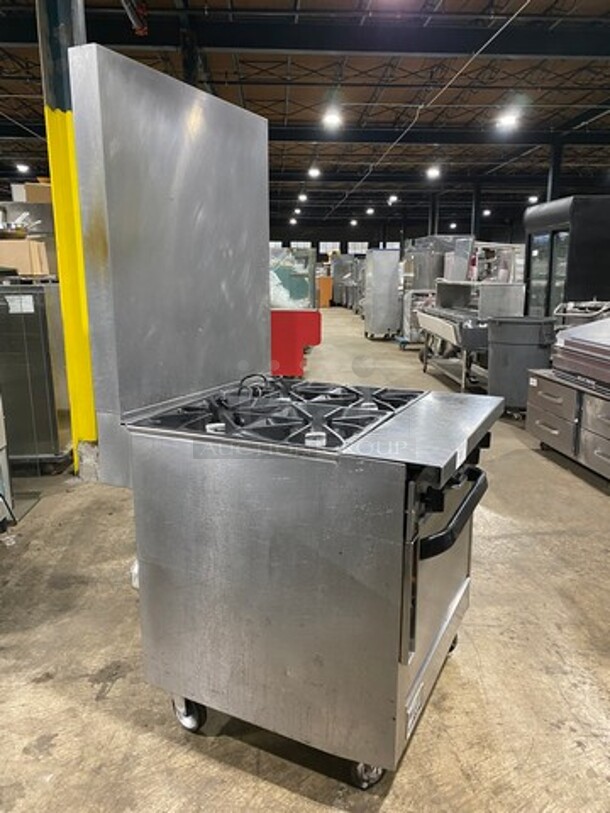 Southbend Commercial Natural Gas Powered 4 Burner Stove! With Raised Back Splash! With Oven Underneath! All Stainless Steel! On Casters! - Image 2 of 10