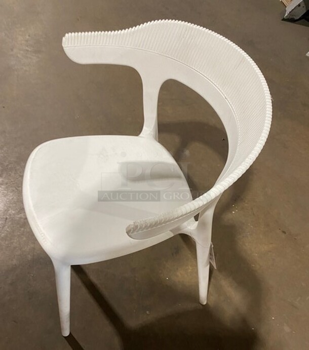 NEW Indoor/Outdoor Papatya Luna Stripe White Armchair! 4x Your Bid! - Image 4 of 5