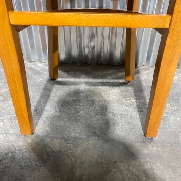 NEW! Vertical Slant Back Wood Chair With Black Vinyl Seat! 2x Your Bid! - Image 7 of 7