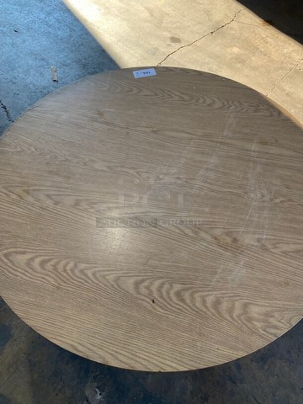WOW! Brown Wooden Pattern Round Table! With Black Metal Pedestal Style Base! 3x Your Bid! - Image 5 of 5