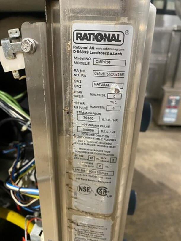 Amazing! Rational Natural Gas Powered Steam Injection Combi Convection Oven! All S.S.! Model CMP62G Serial G62MH16102549383! Great For Steaming/Cooking/Baking! On Comercial Casters! 2 X Your Bid Makes One Unit!  - Image 9 of 10
