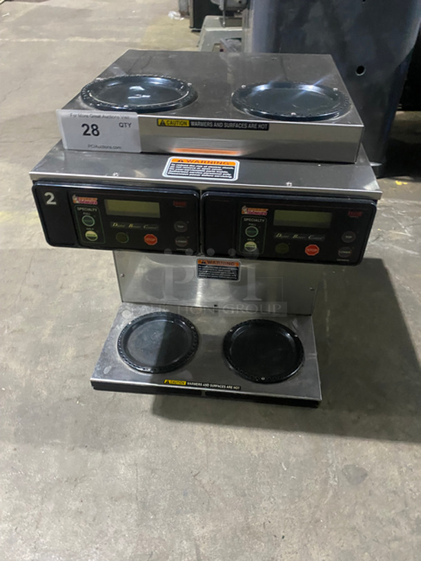 Bunn Commercial Countertop Dual Coffee Brewing Machine! With 4 Coffee Pot Warming Stations! All Stainless Steel! Model: AXIOM2/2TWIN SN: AXTN026484 120/208/240V 60HZ 1 Phase