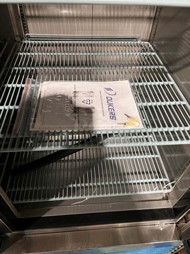 COOL! NEW! SCRATCH-N-DENT! Dukers Commercial 3 Door Reach In Cooler! Poly Coated Racks! All Stainless Steel! COMPRESSOR REMOVED, NO COMPRESSOR! - Image 5 of 7