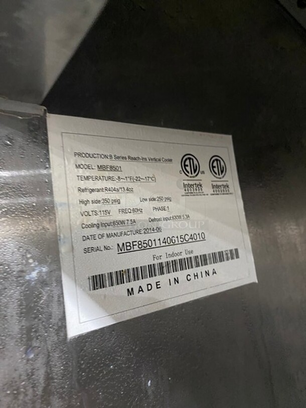 Atosa Commercial Single Door Reach In Freezer! All Stainless Steel! With Poly Coated Racks! On Casters! 115V 1 Phase! Model: MBF8501 SN: MBF8501140615C4010! - Image 6 of 9
