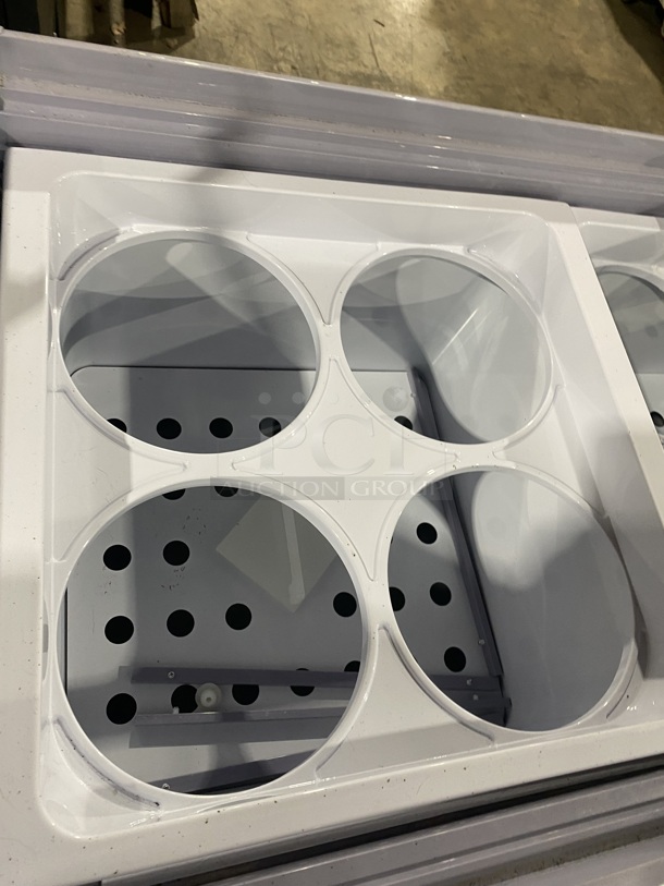 BRAND NEW SCRATCH AND DENT! Avantco 360ADC12HC Metal Commercial Floor Style Ice Cream Dipping Cabinet Merchandiser w/ Ice Cream Tub Collars. Stock Picture Used For Gallery Picture. 115 Volts, 1 Phase.  - Image 6 of 8