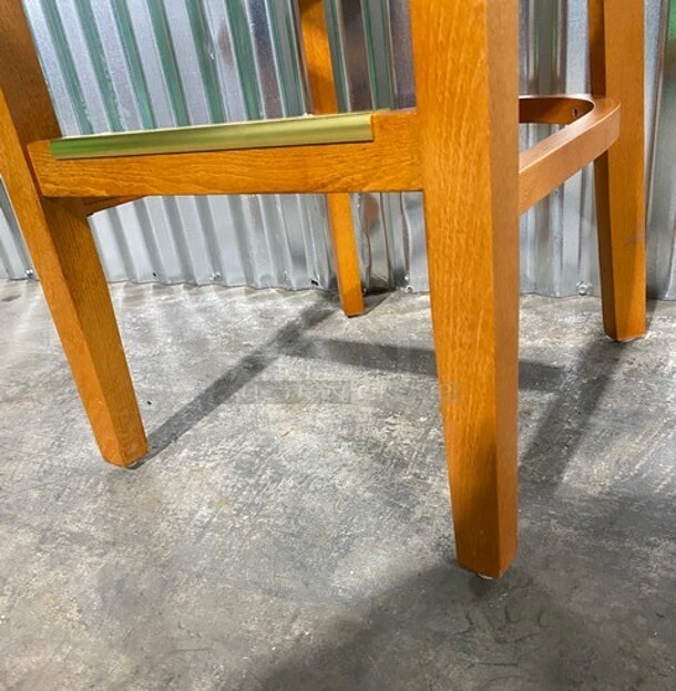 NICE!  NEW! Premium Us Made Vertical Slat Wood Bar Stool! With Black Vinyl Seat! 2x Your Bid! - Image 7 of 7
