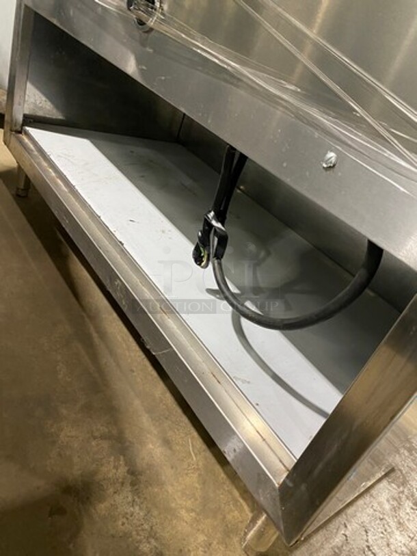 All Stainless Steel Commercial Electric Powered Steam Table! With Sneeze Guard! With Storage Space Underneath! All Stainless Steel! On Legs! Working When Removed! - Image 7 of 9