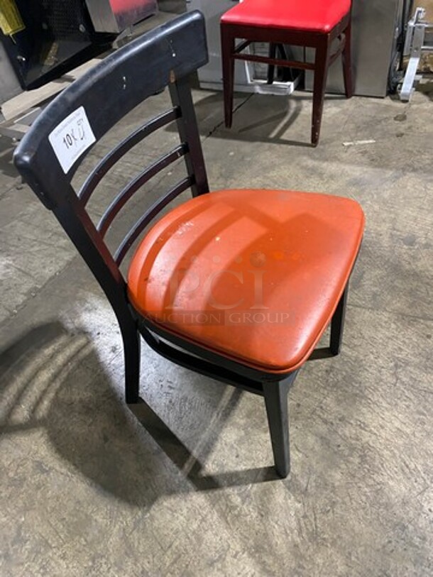 Orange Cushioned Chairs! With Black Wooden Body! 4x Your Bid! - Image 2 of 6