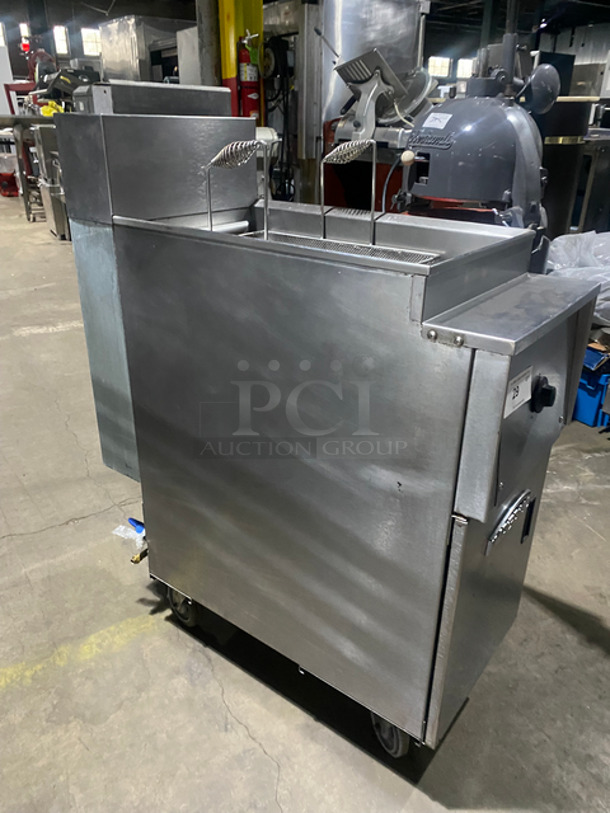 Imperial Commercial Natural Gas Powered Pasta Cooker! With Backsplash! With Frying Basket! All Stainless Steel! On Casters! - Image 2 of 9