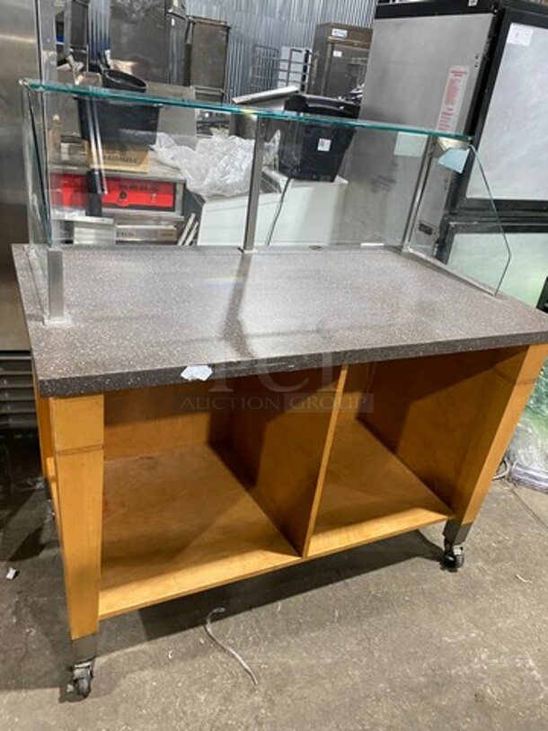 Commercial Food Prep/ Serving Station Counter! With Sneeze Guard! With Storage Space Underneath! On Casters! - Image 3 of 11