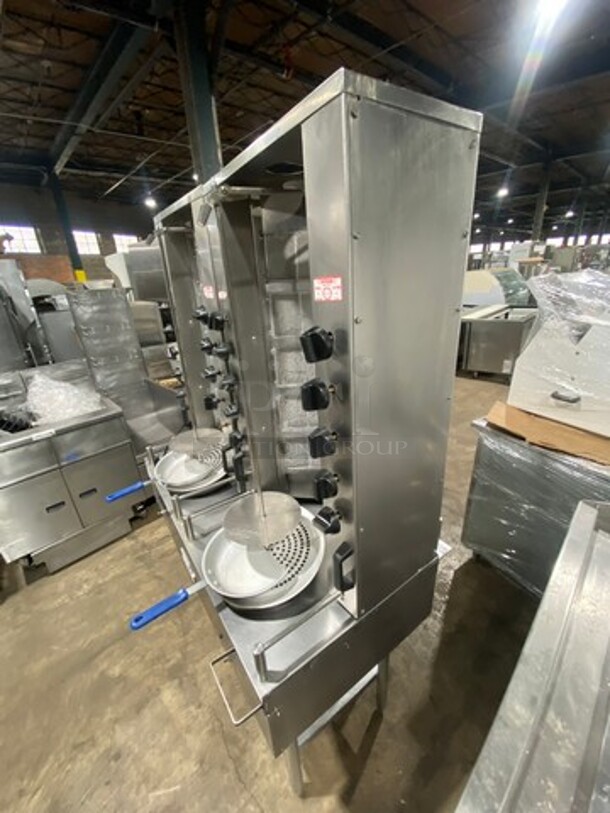 Attias Natural Gas Powered Dual Gyro Machine! On Equipment Stand! With Storage Space Underneath! All Stainless Steel! On Legs! - Image 2 of 12