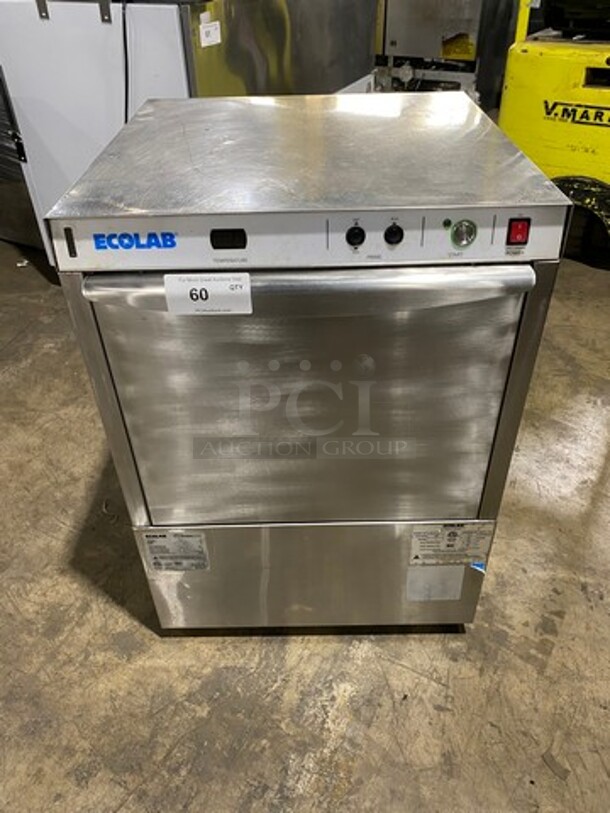 Ecolab Undercounter Dishwasher! All Stainless Steel! Model: ULT1 SN: W150954118 120V 60HZ 1 Phase
