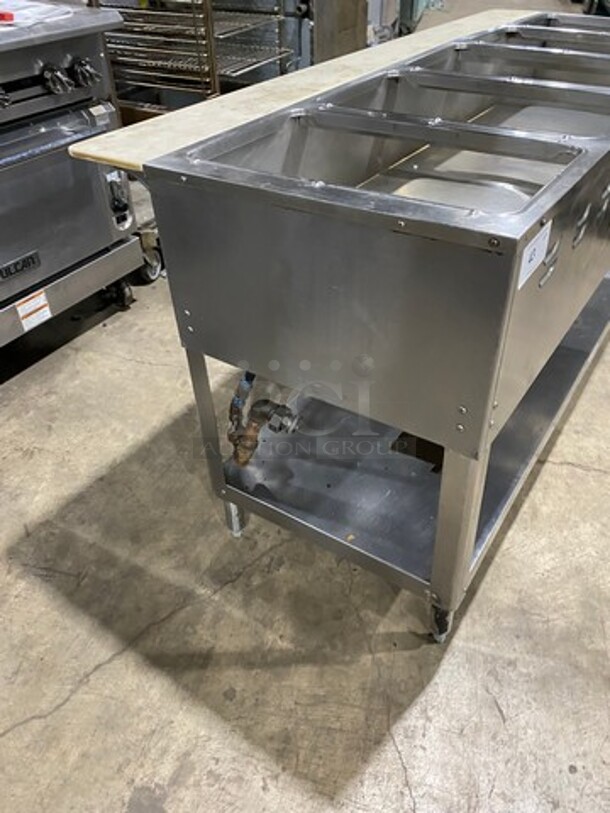 Commercial Natural Gas Powered 5 Well Steam Table! With Commercial Cutting Board! With Storage Space Underneath! All Stainless Steel! On Legs! - Image 2 of 8