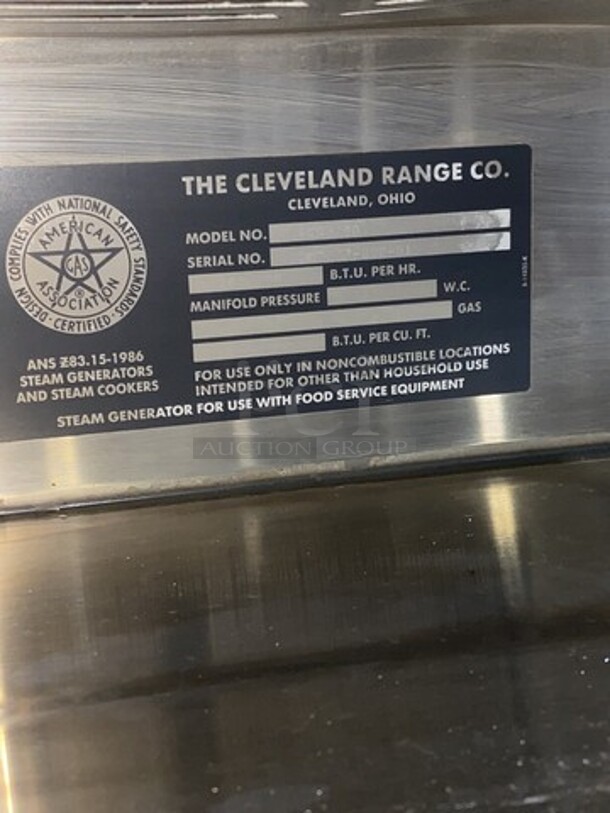 Sweet! Cleveland Natural Gas Powered Dual Cabinet Convection Steamer! All Stainless Steel! Model 6CG11300 Serial I107077-89F-01! ON Legs!  - Image 8 of 9