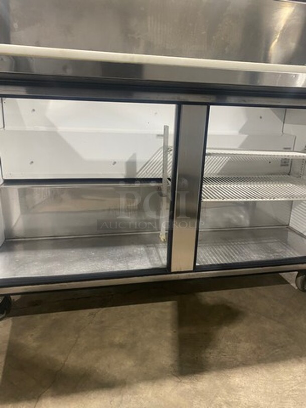 True Commercial Refrigerated Sandwich Prep Table! With Commercial Cutting Board! With 2 Door Underneath Storage Space! All Stainless Steel! On Casters! Model: QA6024MB SN: 13867430 115V 60HZ 1 Phase - Image 6 of 10