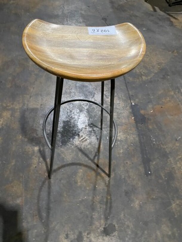Wooden Round Bar Height Stools! With Footrest! 6x Your Bid! - Image 3 of 5