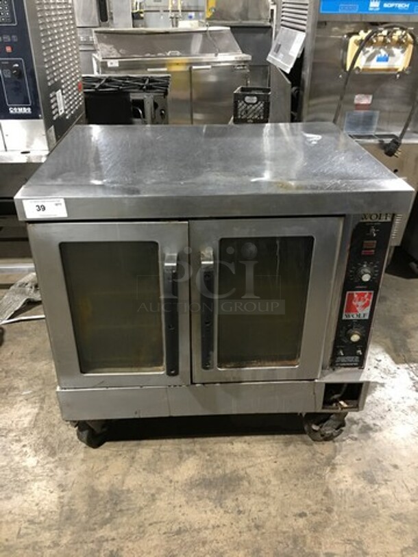 Wolf Commercial Natural Gas Powered Convection Oven! With View Through Doors! Metal Oven Racks! All Stainless Steel! On Casters!