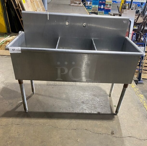 All Stainless Steel 3 Compartment Dishwashing sink! On Legs! - Item #1102825