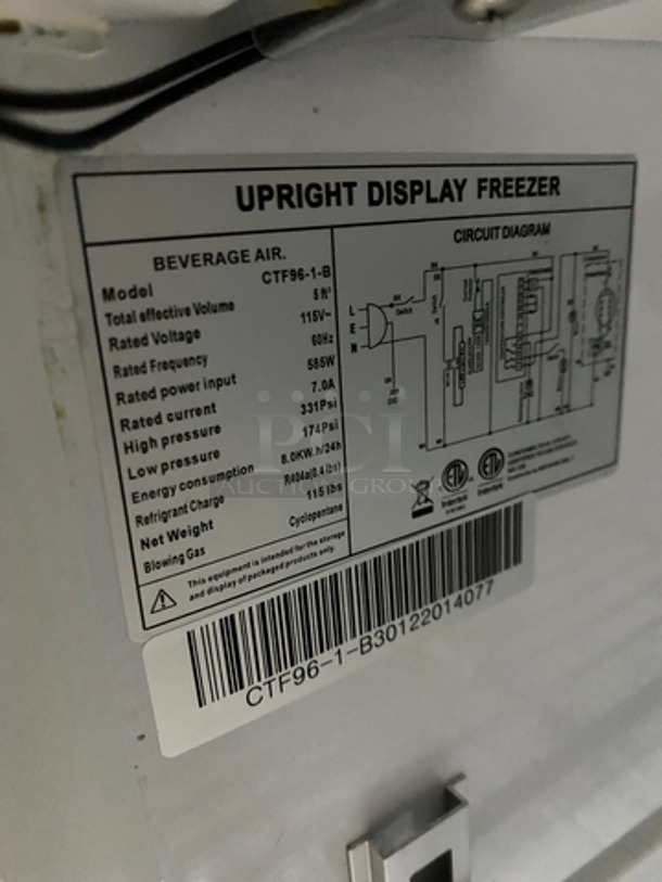 FABULOUS! Late Model! Beverage Air Countertop Mini Freezer! With View Through Door! With Poly Coated Racks! Model: CTF96-1-B SN: CTF961B30122014077 115V 60HZ 1 Phase - Image 6 of 7