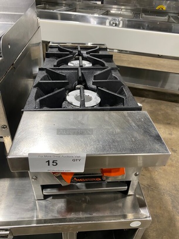 Sweet! Late Model! Sierra Commercial Countertop Natural Gas Powered 2 Burner Range! All Stainless Steel! On Small Legs! Model: SRHP212 SN: 2116070128M - Image 1 of 9
