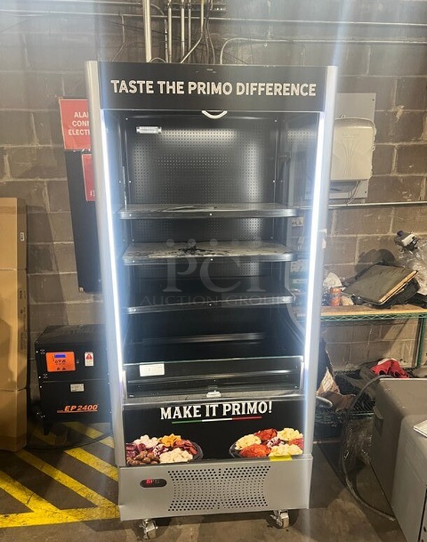 WOW! Ojeda Commercial Refrigerated Open Grab-N-Go Case Merchandiser! With Front Cover! With View Through Sides! On Casters! Working When Removed! - Image 1 of 9