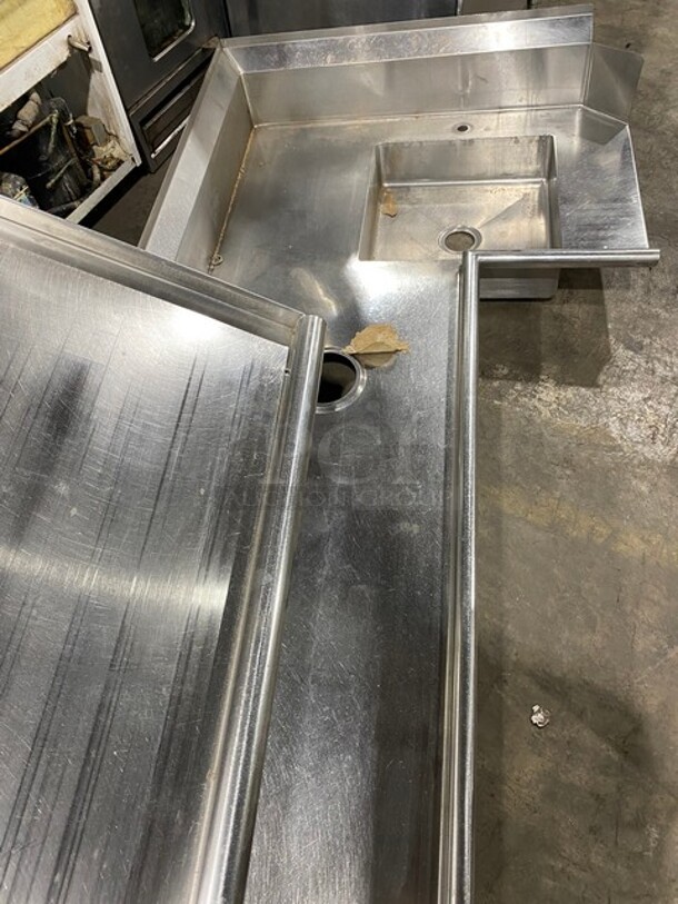 Commercial Corner Style Dish Washer Table! With Overhead Shelf! Solid Stainless Steel! Perfect For Pass Through Dish Washers! - Image 4 of 5