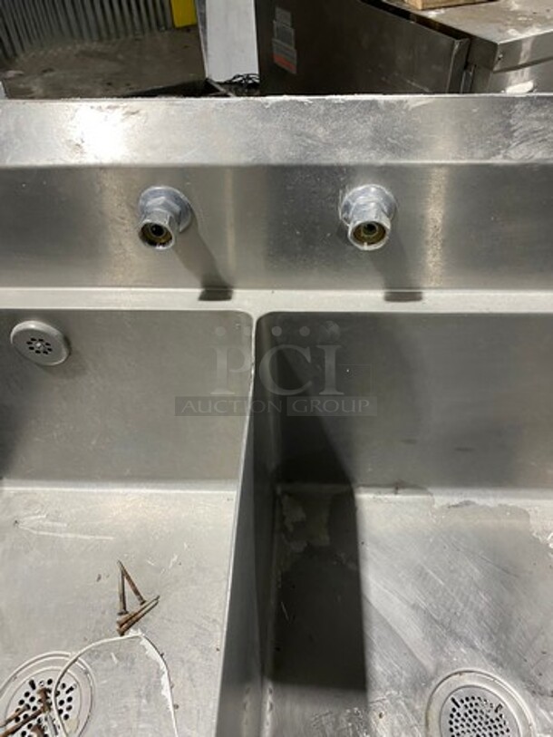 Commercial 4 Compartment Dish Washing Sink! With Dual Side Drain Board! With Back Splash! All Stainless Steel! On Legs And Casters! - Image 9 of 12