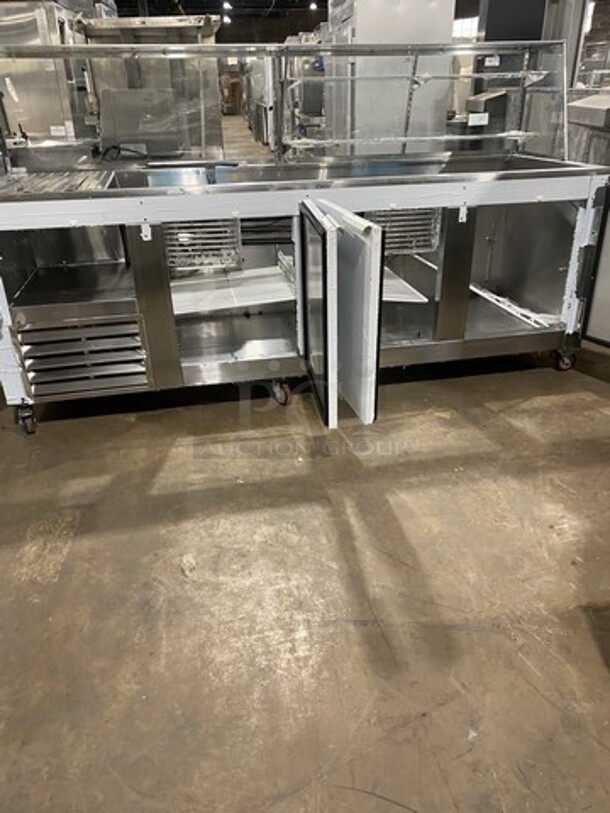 LATE MODEL! 2018 Leader Commercial Refrigerated Food Serving Station Counter/ Cold Pan! With Sneeze Guard! Stainless Steel Body! On Casters! Model: LM96SB SN: AB03M3002 115V 60HZ 1 Phase - Image 6 of 8