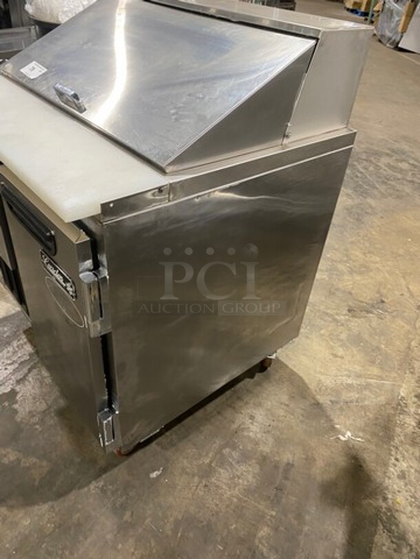 LATE MODEL! 2017 Leader Commercial Refrigerated Sandwich Prep Table! With 2 Door Underneath Storage Space! With Commercial Cutting Board! All Stainless Steel! On Casters! Model: LM36 SN: GA03M0902A 115V 60HZ 1 Phase - Image 2 of 10