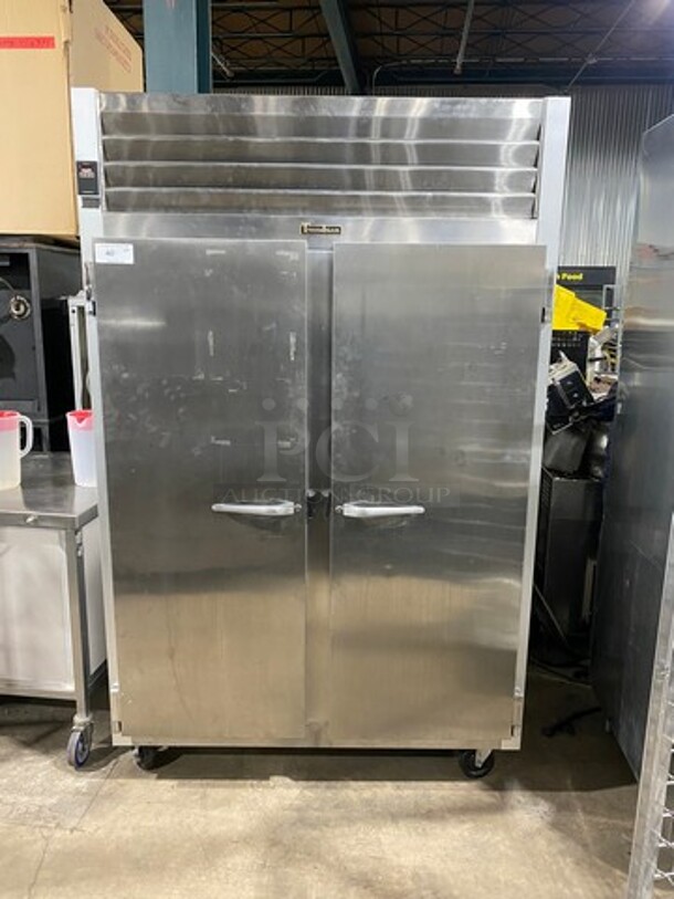 Traulsen Commercial 2 Door Reach In Refrigerator! With Poly Coated Racks! All Stainless Steel! On Casters! Model: G20010 SN: T70955A17 115V 60HZ 1 Phase