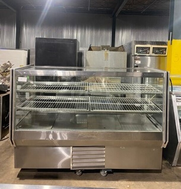 Leader Commercial Refrigerated Bakery/Deli Case! With Slanted Front Glass! With Sliding Rear Access Doors! All Stainless Steel Body! Model: HBK77 SN: PS063232 115V 60HZ 1 Phase