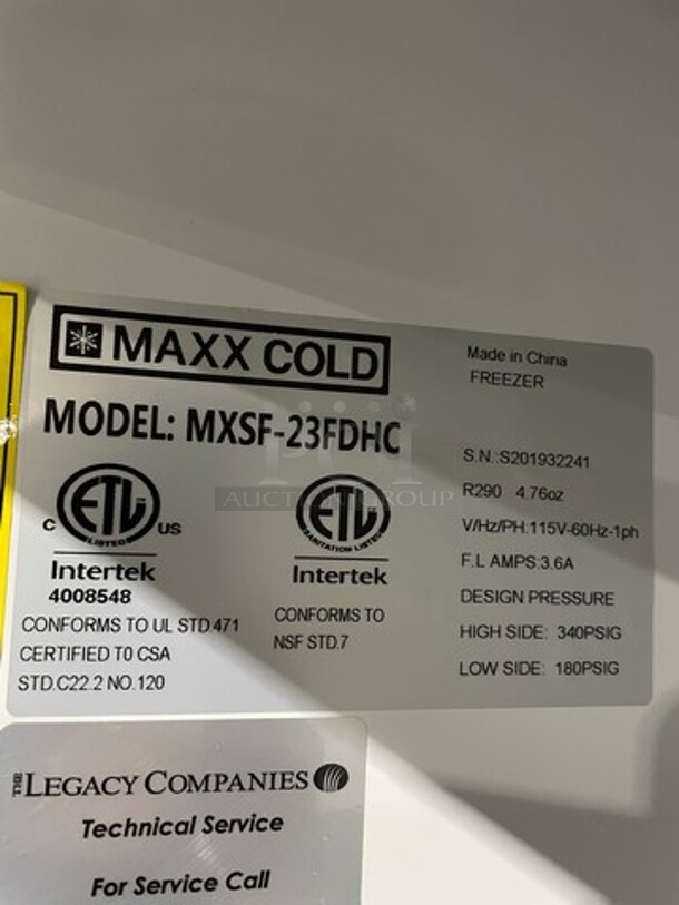 COOL! NEW! LATE MODEL! Maxx Cold Commercial Single Door Reach In Freezer! With Poly Coated Racks! All Stainless Steel! On Casters! Model: MXSF23FDHC SN: S201932241 115V 60HZ 1 Phase - Image 6 of 9