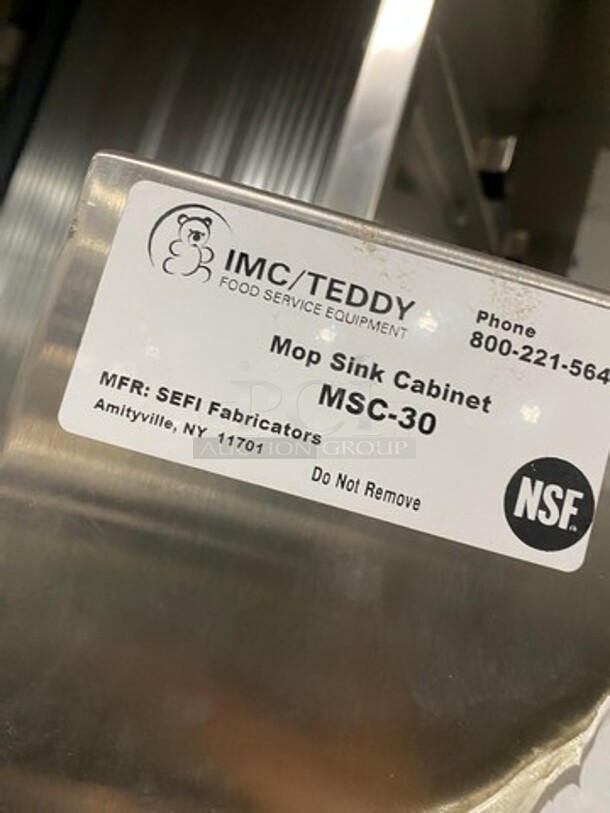 NICE! SCRATCH-N-DENT! IMC Teddy Commercial Mop Sink Cabinet! With Top Shelf Cleaning Supply Storage! With Spray Hose! All Stainless Steel! Model: MSC30 - Image 5 of 9