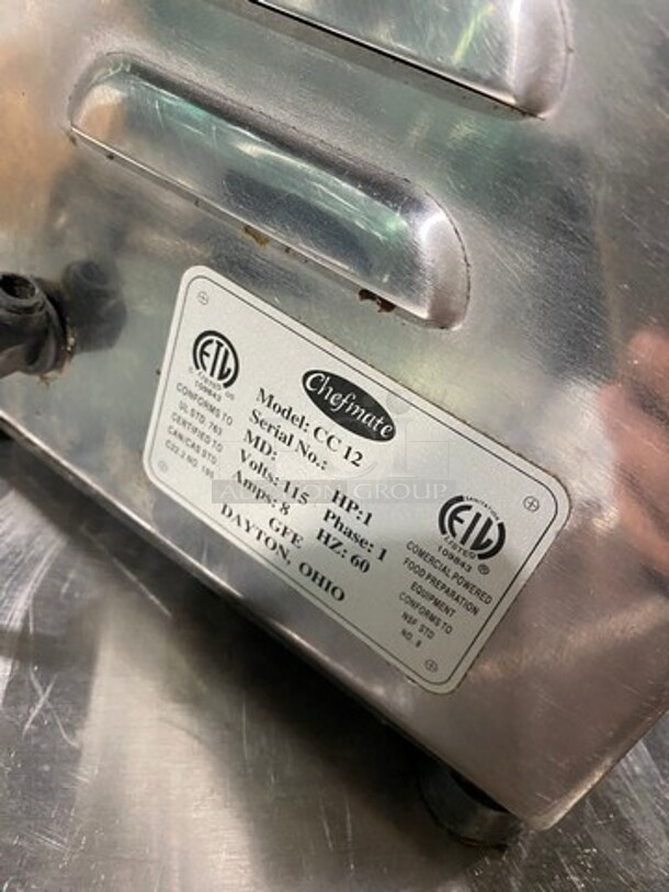 Chefmate Commercial Countertop Electric Powered Meat Grinder! All Stainless Steel! Model: CC12 115V 60HZ 1 Phase - Image 8 of 9