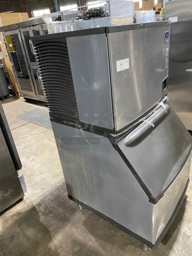 Manitowoc Commercial Ice Maker Machine! With Commercial Ice Bin! All Stainless Steel! On Legs! WORKING WHEN REMOVED! Model: ID0452A161 SN: 1120265199 115V 60HZ 1 Phase - Image 2 of 9