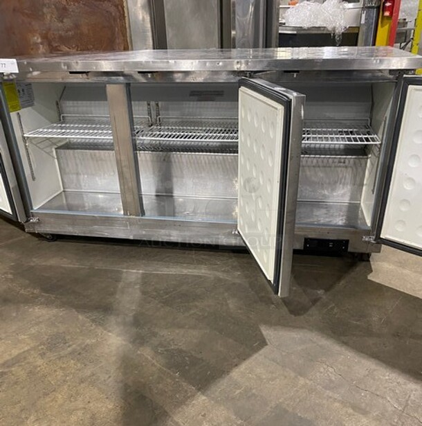 Ikon Stainless Steel Commercial 3 Door Undercounter Freezer on Commercial Casters! MODEL KUC72F SN: KUC72F9024462 115V  - Image 5 of 7
