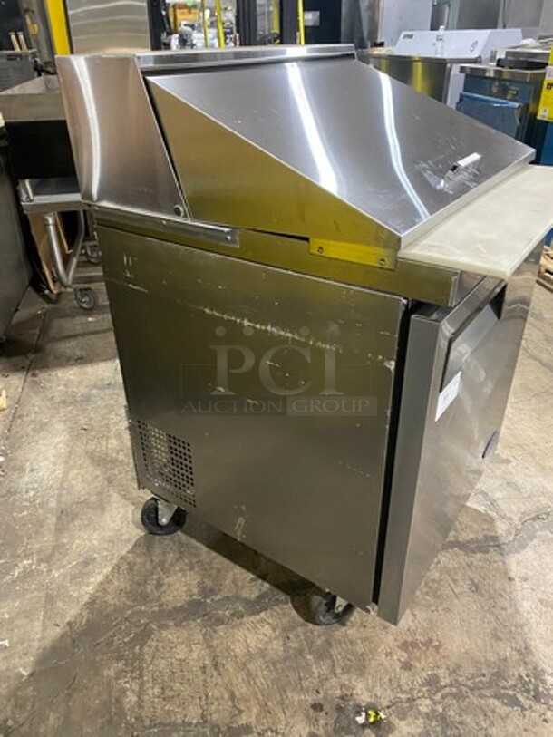 Atosa Commercial Refrigerated Sandwich Prep Table! With Commercial Cutting Board! With Single Door Storage Space! Poly Coated Rack! All Stainless Steel! On Casters! Model: MSF8301 SN: MSF830104216101500C40036 115V 60HZ 1 Phase - Image 2 of 9