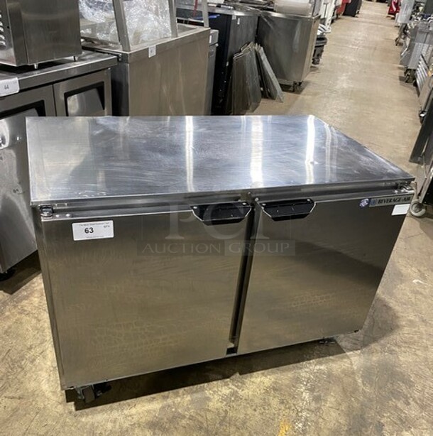NICE! Beverage Air Under The Counter 2 Door Cooler! Stainless Steel! On Commercial Casters! MODEL UCR48A23 SN:11310538 115V 1PH - Item #1107546