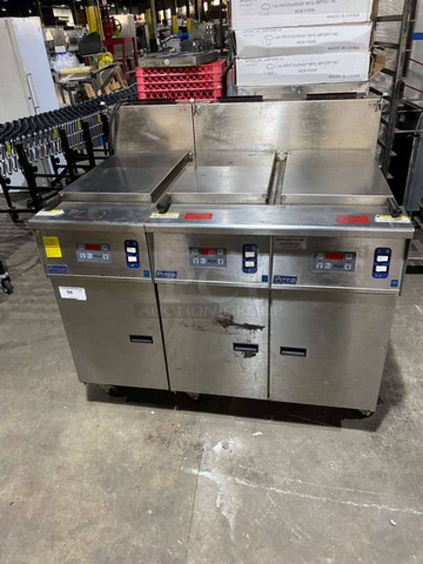 WOW! Pitco Commercial Natural Gas Powered 3 Bay Pasta Cooker! With Backsplash! All Stainless Steel! On Casters! Model: SRTG SN: G16AD007609 115V 60HZ