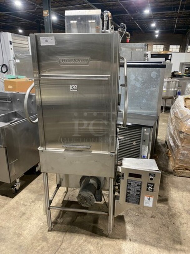 Hobart Commercial Pass-Through Dishwasher! All Stainless Steel! On Legs! Model: AM14T SN: 231048799 208/240V 60HZ 3 Phase