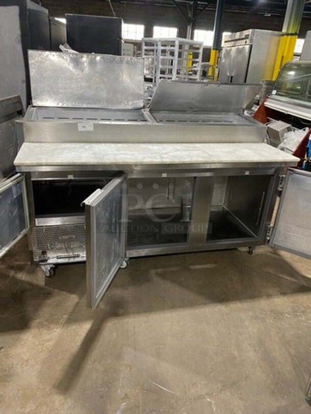Leader Commercial Refrigerated Marble Top Pizza Prep Table! With 3 Door Underneath Storage Space! All Stainless Steel! On Casters! Model: PT72 SN: NG120598 115V 60HZ 1 Phase - Image 5 of 11
