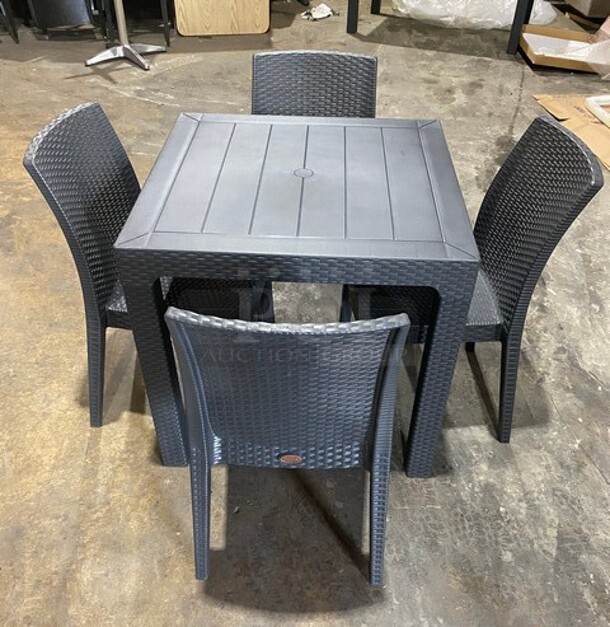 Brand New! Rainbow Arizona Heavy Duty Poly Outdoor Wicker Style Dining Table! With Four Heavy Duty Poly Wicker Style Starlux Dining Chairs! ALL ONE MONEY! - Image 3 of 5