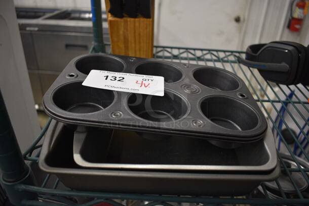 4 Various Metal Baking Pans; 2 Muffin Pans. Includes 10.5x7.5x2. 4 Times Your Bid!