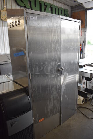 BRAND NEW! Eagle Model F1916-VSCS-DL Stainless Steel Commercial Cleaning Cabinet w/ Mop Sink, Faucet, Drain and Shelves. 47.5x22x84