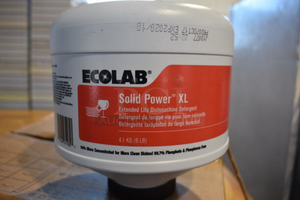 4 BRAND NEW IN BOX! Ecolab Solid Power XL Dishmachine Detergent Bottles. 14x14x7.5. 4 Times Your Bid!