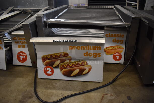 Star 45STBDE Stainless Steel Commercial Countertop Hot Dog Roller w/ Bun Drawer. 120 Volts, 1 Phase. 24x29x12.5. Tested and Working!