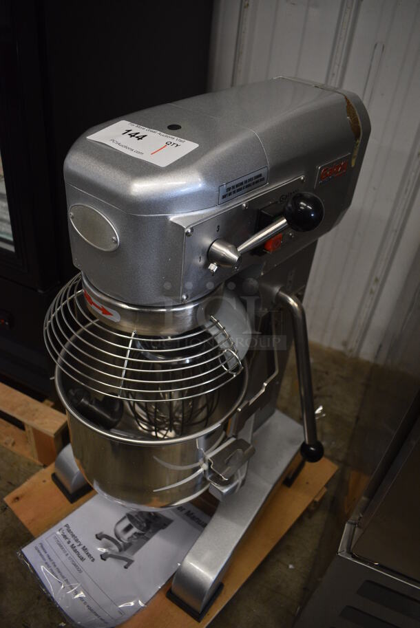 BRAND NEW! Galaxy GMIX10 Metal Commercial 10 Quart Planetary Dough Mixer w/ Stainless Steel Mixing Bowl, Bowl Guard, Balloon Whisk, Dough Hook and Paddle Attachments. 110 Volts, 1 Phase. 15x18x28. Tested and Working! - Image 1 of 9